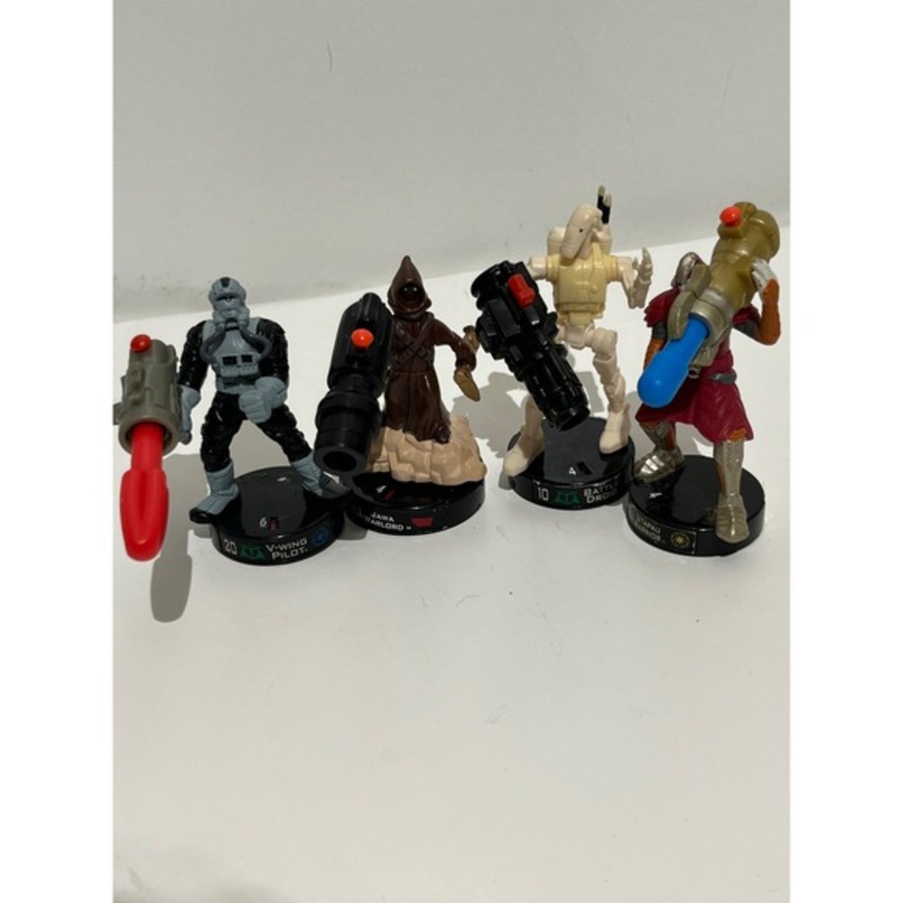 Star Wars Attacktix Battle Figure Lot Jawa Warlord Battle Droid V-Wing Pilot 4pc